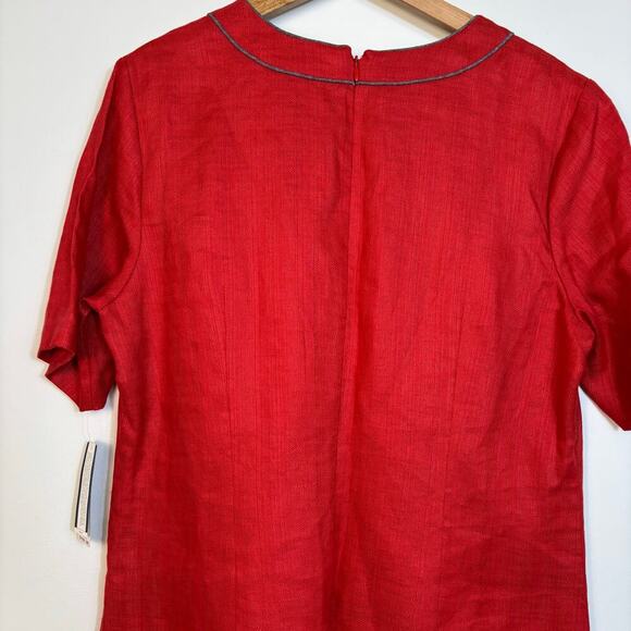 Pendleton Linen Lora Shift Dress Size 16 Cayenne Textured Red Relaxed Resort - Picture 4 of 12
